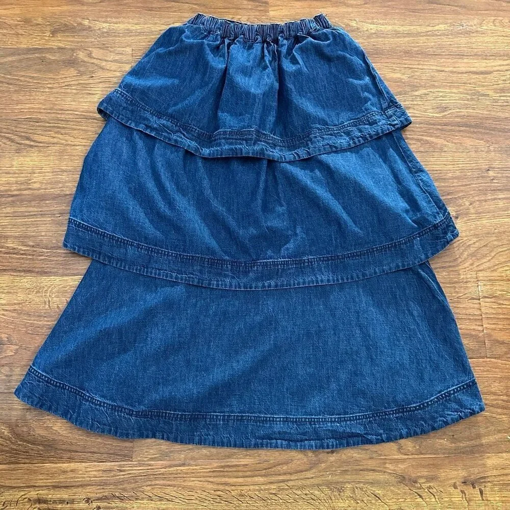 Free People Ryder Denim tiered maxi skirt